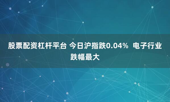 股票配资杠杆平台 今日沪指跌0.04%  电子行业跌幅最大
