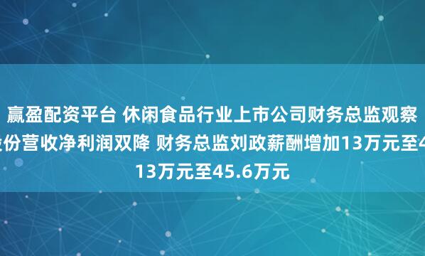 赢盈配资平台 休闲食品行业上市公司财务总监观察：元祖股份营收净利润双降 财务总监刘政薪酬增加13万元至45.6万元